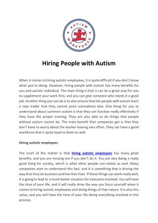 Hiring People with Autism