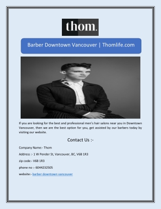 Barber Downtown Vancouver | Thomlife.com