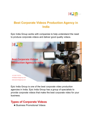 corporate videos production agency india