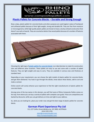 Plastic Pallets for Concrete Blocks – Durable and Strong Enough