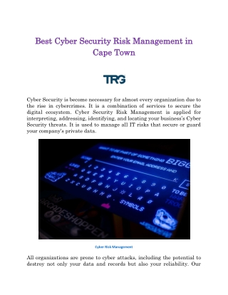Best Cyber Security Risk Management in Cape Town