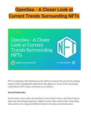 OpenSea A Closer Look at Current Trends Surrounding NFTs