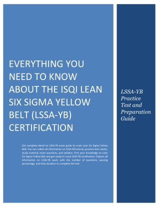 All You Need to Know About the iSQI Lean Six Sigma Yellow Belt (LSSA-YB) Cert