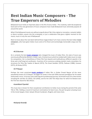 Best Indian Music Composers