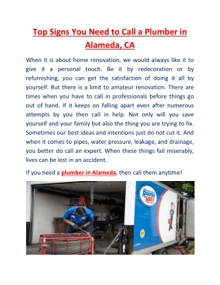 Top Signs You Need to Call a Plumber in Alameda