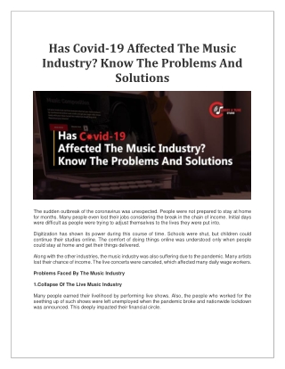 Has Covid-19 Affected The Music Industry  Know The Problems And Solutions