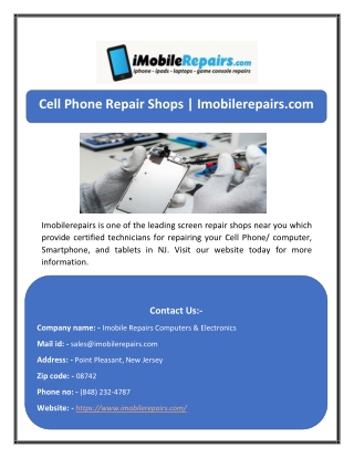 Cell Phone Repair Shops | Imobilerepairs.com