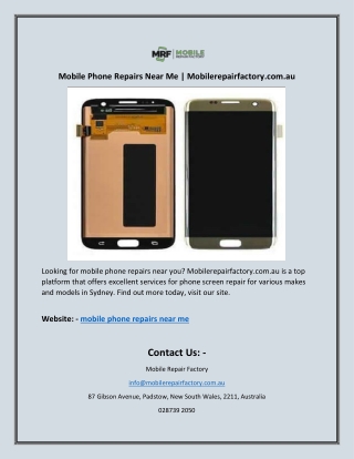 Mobile Phone Repairs Near Me | Mobilerepairfactory.com.au