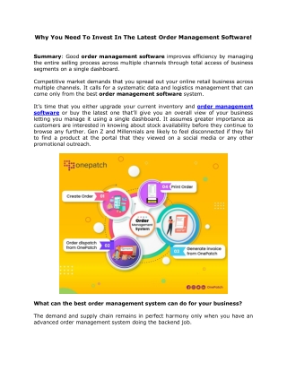 Why You Need To Invest In The Latest Order Management Software?