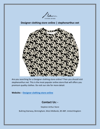 Designer clothing store online | stephenarthur.net