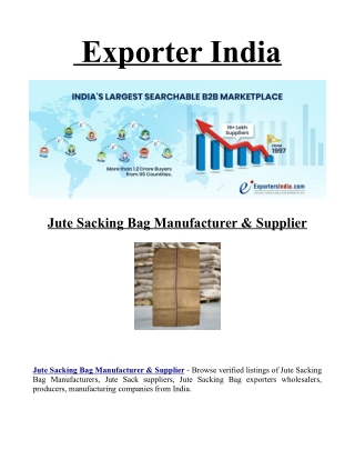 Jute Sacking Bag Manufacturer & Supplier