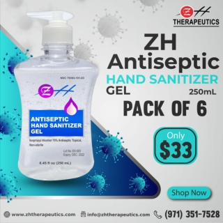 250 ml ZH Antiseptic Hand Sanitizer Gel – (Pack of 06)