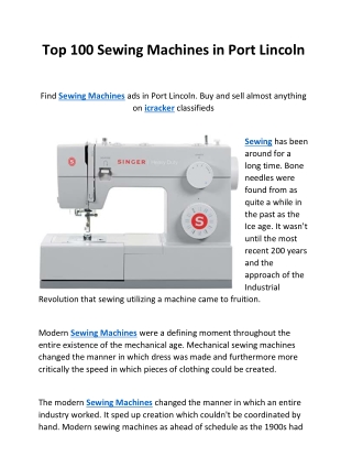 Top 100 Sewing Machines in Port Lincoln