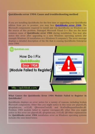 Quickbooks error 1904-Cause and troubleshooting method