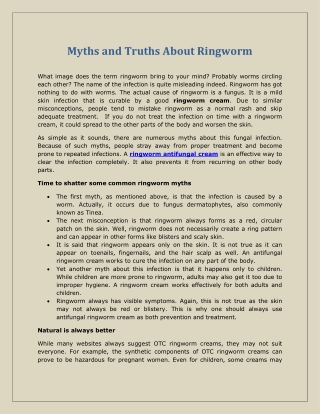 Myths and Truths About Ringworm