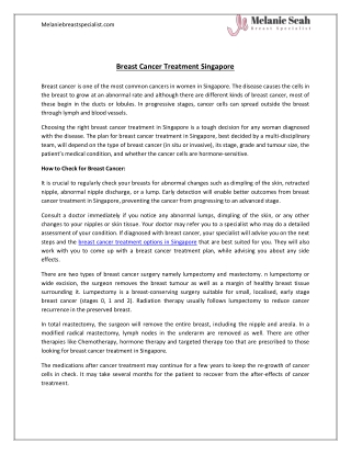Breast Cancer Treatment Singapore