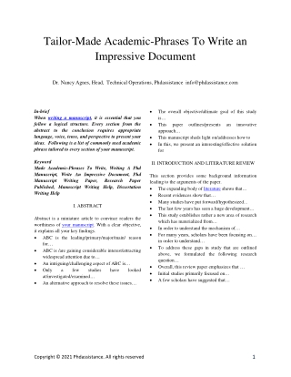 Tailor - Made Academic - Phrases To Write An Impressive Document - Phdassistance