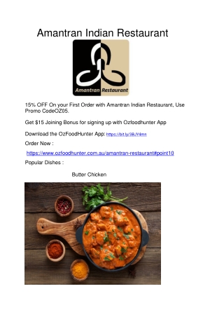 5% Off - Amantran Indian Restaurant Menu Glenroy, VIC