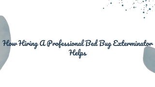 How Hiring A Professional Bed Bug Exterminator Helps