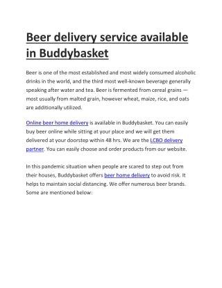 Beer delivery service available in Buddybasket