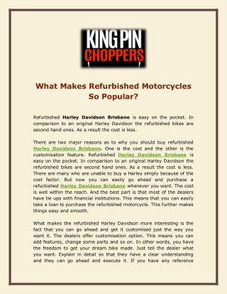 What Makes Refurbished Motorcycles So Popular