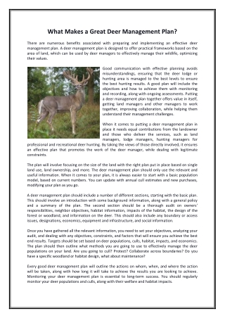 What Makes a Great Deer Management Plan