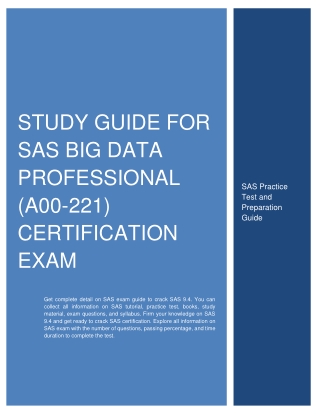 Study Guide for SAS Big Data Professional (A00-221) Certification Exam