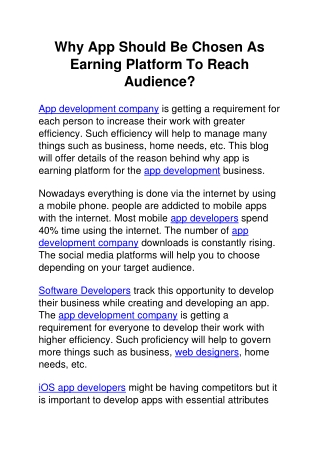 Why App Should Be Chosen As Earning Platform To Reach Audience