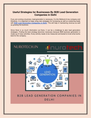 Useful Strategies for Businesses By B2B Lead Generation Companies in Delhi