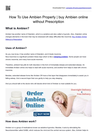 How To Use Ambien Properly  buy Ambien online without Prescription