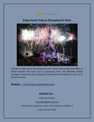 Enjoy Coach Trips to Disneyland in Paris