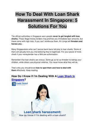 How To Deal With Loan Shark Harassment In Singapore