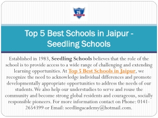 Top 5 Best Schools in Jaipur - Seedling Schools