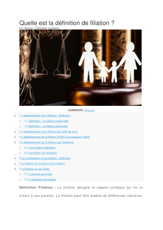 C'est quoi filiation en droit juridique ?