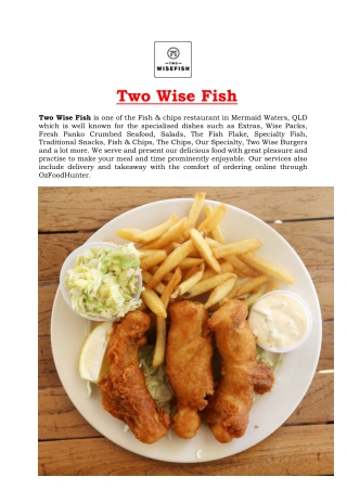 5% Off - Two Wise Fish Menu Mermaid Waters, QLD