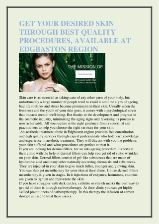 GET YOUR DESIRED SKIN THROUGH BEST QUALITY PROCEDURES, AVAILABLE AT EDGBASTON REGION