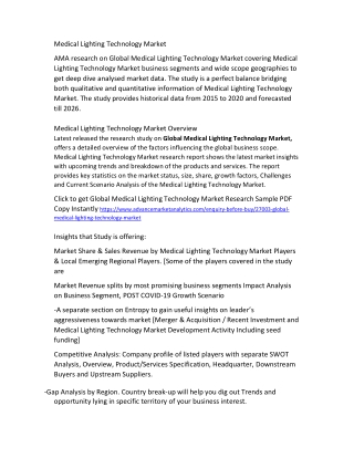 Medical Lighting Technology Market Scenario - The Competition is Rising