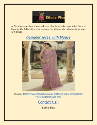 Designer Saree With Blouse | Ethnicplus.in
