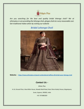 Bridal Lehenga Choli | Ethnicplus.in