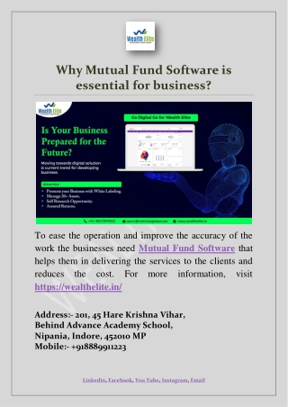 Why Mutual Fund Software is essential for business