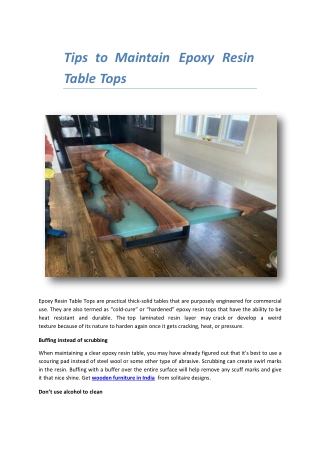 Tips to Maintain Epoxy Resin Table Tops