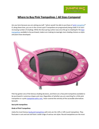 Where to Buy Pink Trampolines All Sizes Compared