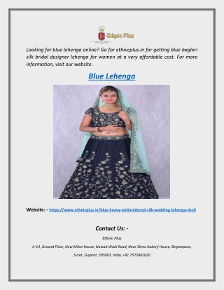 Blue Lehenga Online | Ethnicplus.in