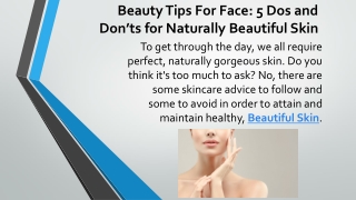 "Beauty Tips For Face: 5 Dos and Don’ts for Naturally Beautiful Skin "
