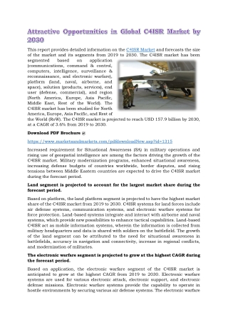 Attractive Opportunities in Global C4ISR Market by 2030