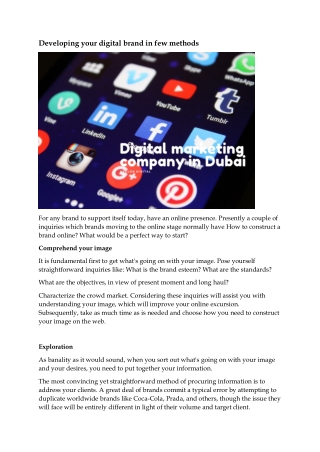 Developing your digital brand in few methods
