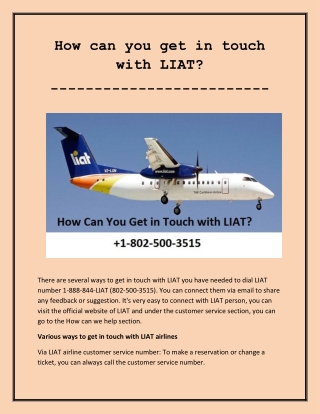 How can you get in touch with LIAT?