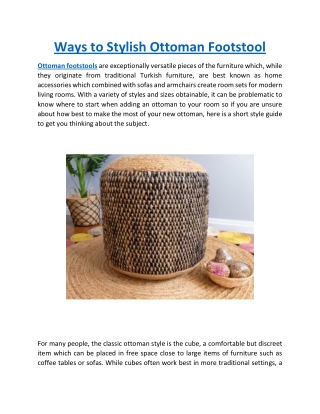 Ways to Stylish Ottoman Footstool