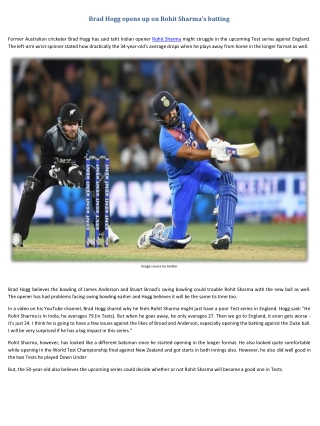 Brad Hogg opens up on Rohit Sharma’s batting