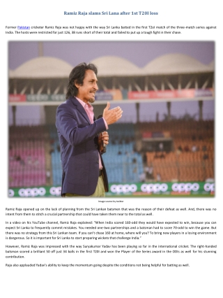 Ramiz Raja slams Sri Lana after 1st T20I loss